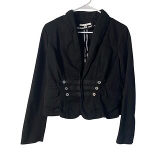 Cabi Blazer Jacket Black Fitted Military Style Button Up Career Casual SZ 8